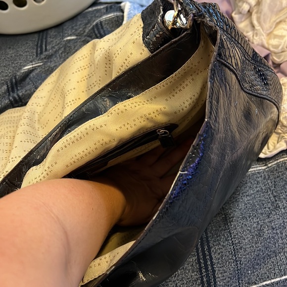 ANNA HINDMARCH FOR TARGET BLACK PAYENT LEATHER BAG PURSE VGUC - Picture 12 of 12